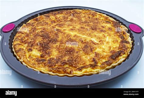 Homemade Quiche Lorraine Isolated On White Background Stock Photo Alamy