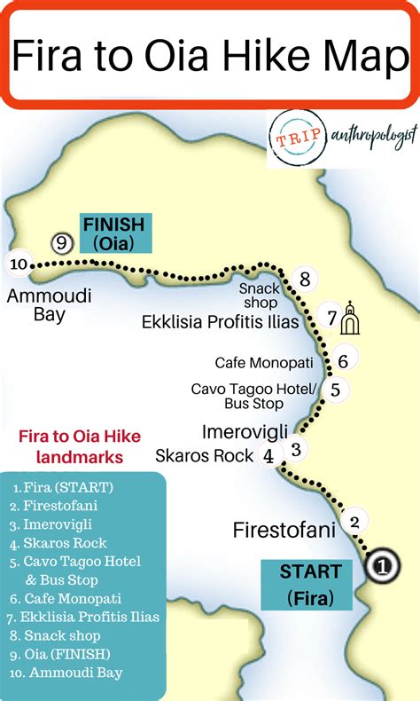 santorina oia map of fira to oia hike | Fira to oia, Greek islands ...