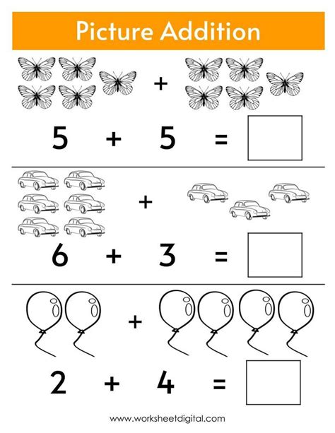 Kindergarten Addition Worksheets Picture Addition To 10 Printable For