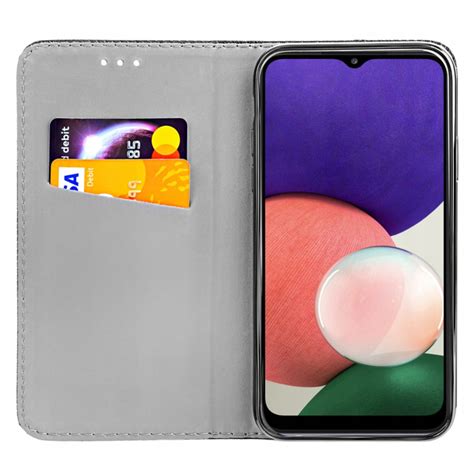 Etui Z Klapką Do Samsung Galaxy A22 5G Czarne Zamykane Magnetyczne