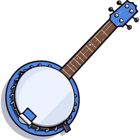 Blue And Brown Cartoon Banjo Premium AI Generated Vector