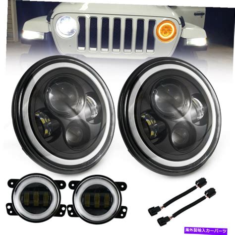 楽天市場USヘッドライト Jeep CJ7 CJ8 wrangler JK LJ Unlimited 7 LED Halo