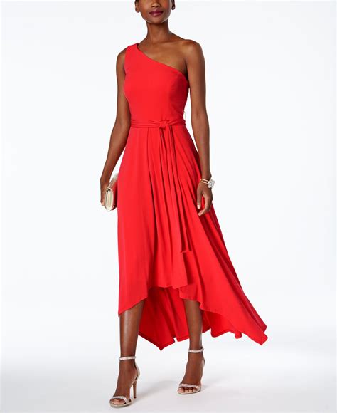 Vince Camuto Belted One Shoulder Maxi Dress High Low Dresses Slp