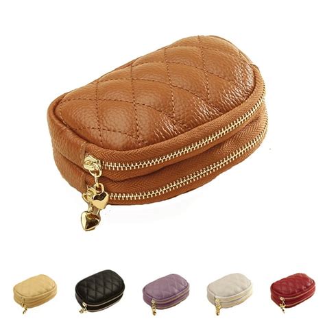 Synthetic Leather Card Holders Double Zipper Coin Wallet