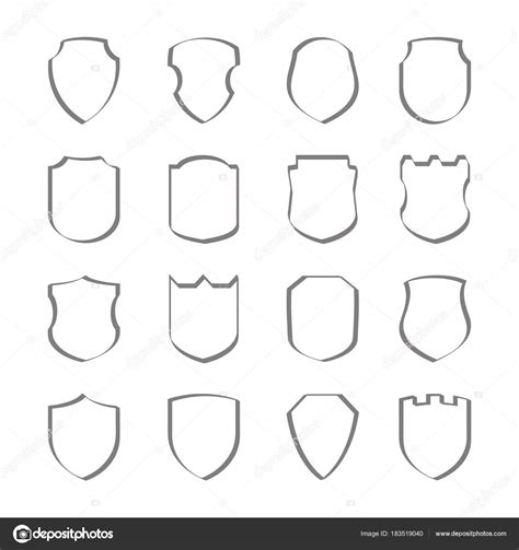 Set Monochrome Icons Vector Shield Your Design Stock Vector Image By