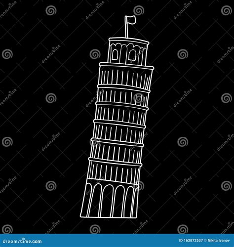 Vector Esbozó La Ilustración De La Torre Inclinada De Pisa En Italia