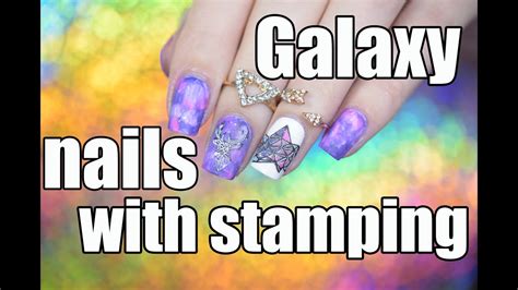 Galaxy Nails With Stamping Red Iguana April Ryan Youtube