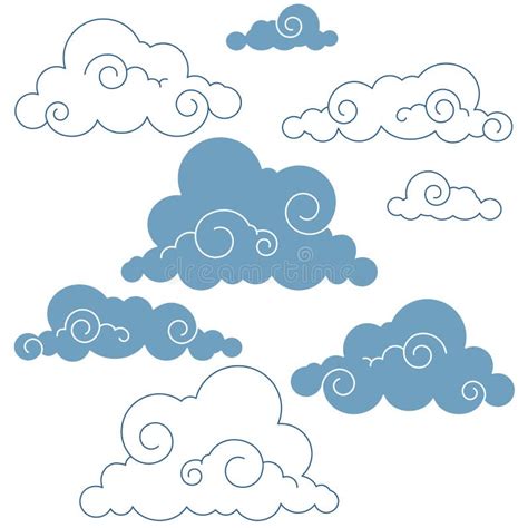 Colección Del Garabato De Nubes Dibujadas Mano Del Vector Ilustración