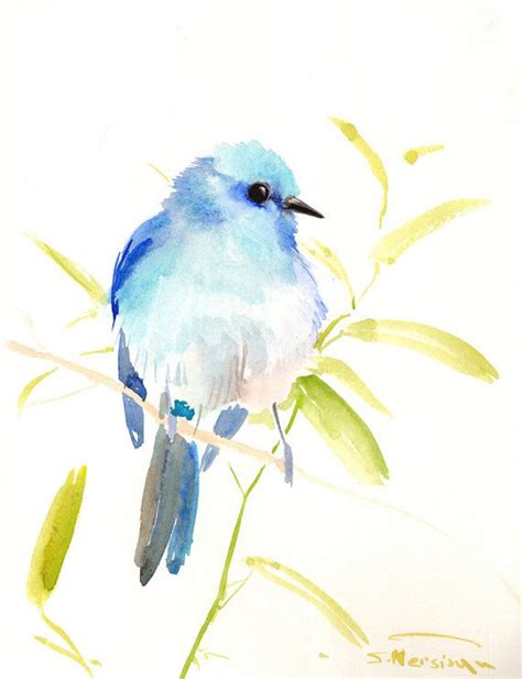 Mountain Bluebird Original Watercolor Painting By Originalonly