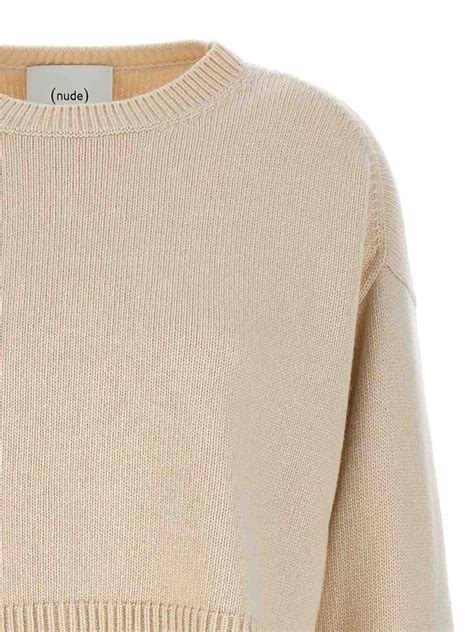 Crew Necks Nude Oversize Crop Sweater