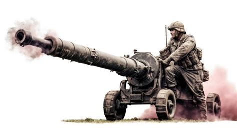 premium ai image  soldier   red flag   front   cannon