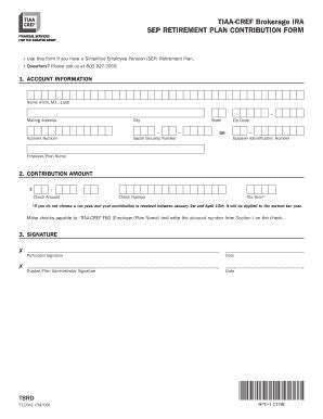 Fillable Online Tiaa Cref Brokerage Ira Sep Retirement Plan