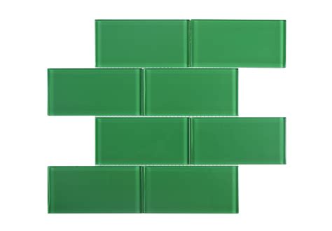 Ws Tiles Premium Emerald Green 3 In X 6 In Glass Subway 12 In X 12