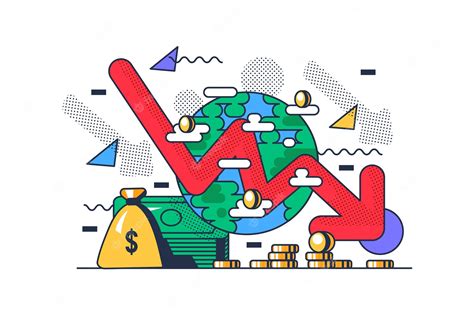 Concepto De Dibujos Animados De Esquema De Recesión Económica Vector