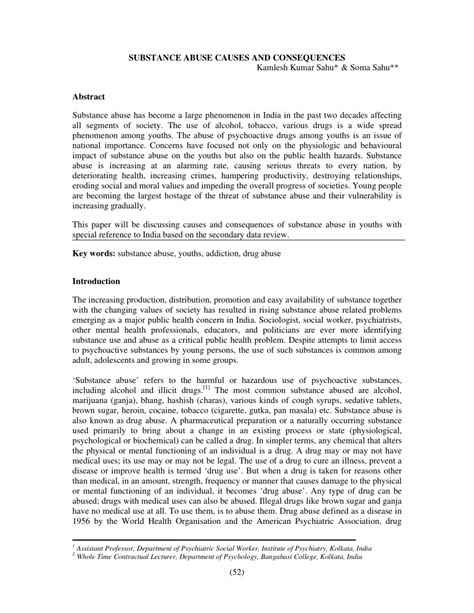 (PDF) Substance Abuse Causes and Consequences