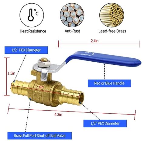 Snapklik 20pcs PEX Ball Valves 1 2 PEX Brass Full Port Shut Off