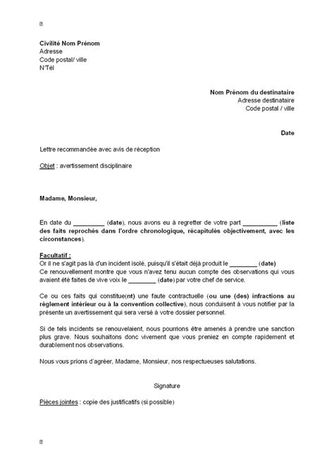 Modele Lettre Avertissement Mise En Demeure 2018 Exemple De Lettre