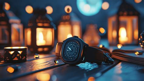 Ramadan Round Smart Watch Mockup Background, Smart Watch, Smartwatch Mockup, Wearable Background ...