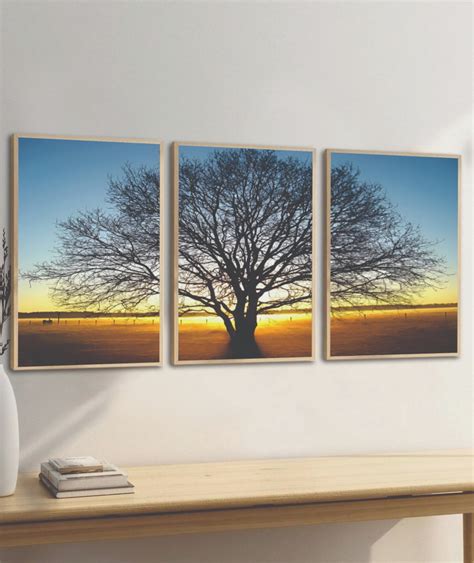 Quadro Decorativo Entardecer Árvore Galhos Secos Trio Elo7