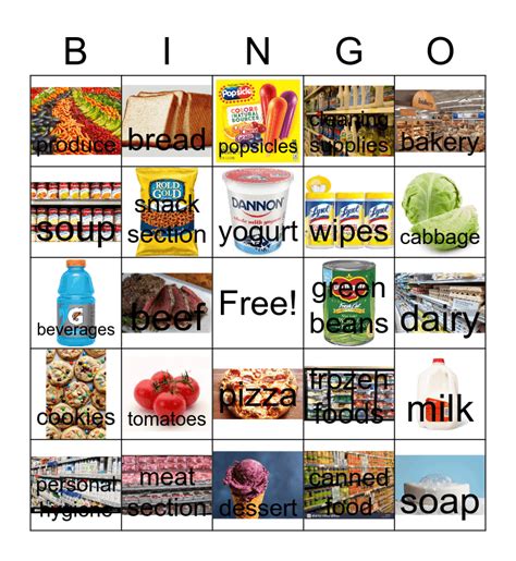 Grocery Store Bingo Card