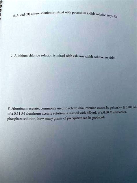 Solvedlead I Nitrate Solution Mixed With Potassium Iodide Solution To Yield A Lithium