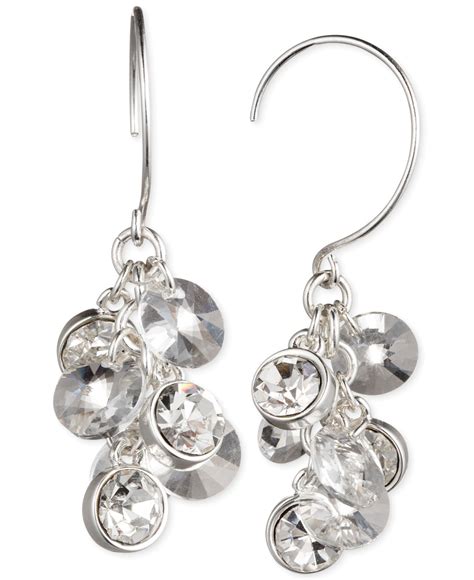 Jones New York Silver Tone Crystal Cluster Drop Earrings In Metallic Lyst