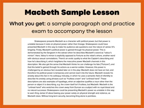 Macbeth Sample Kingship And Lineage Teaching Resources