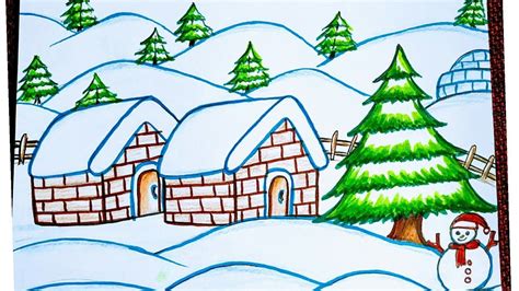 easy winter pictures  draw drawing tips guide