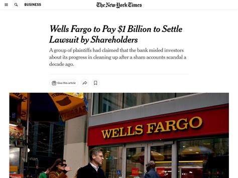 Wells Fargo To Pay Billion To Settle Lawsuit By Shareholders The