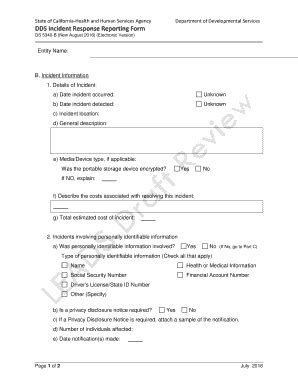 Fillable Online Dds Incident Response Reporting Form Fax Email Print