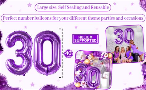 Katchon Giant Purple 30 Balloon Numbers 40 Inch Purple 30th Birthday Balloons