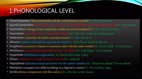 Different Levels Of Stylistics Analysis 1 Phonological Level 2