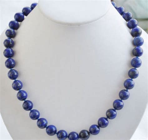 Mm Real Natural Blue Lapis Lazuli Gemstone Round Beads Necklace