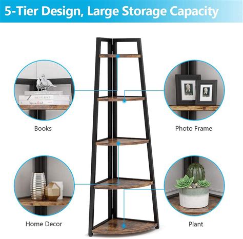 Tribesigns 70 Inches Tall Corner Shelf Stand Industrial 5 Tier Corner