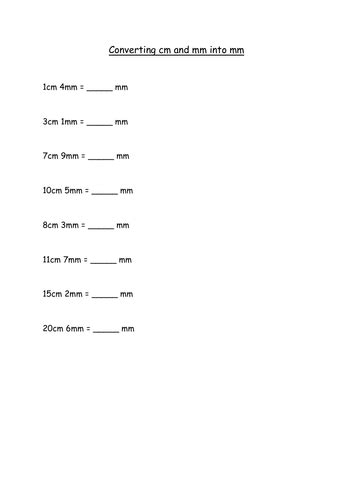 Convert cm and mm to mm | Teaching Resources