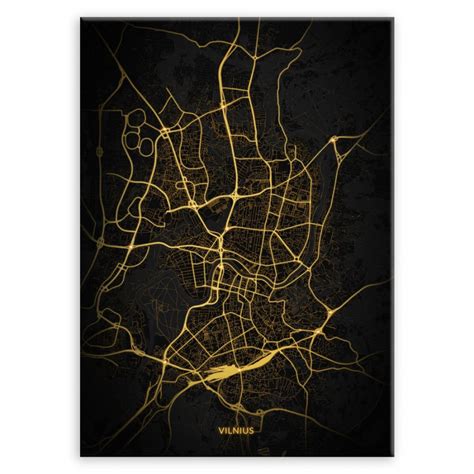 Plakat Metalowy Mapa City Lights Wilno L MURRANO