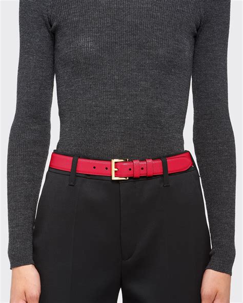 Fiery Red Saffiano Leather Belt Prada