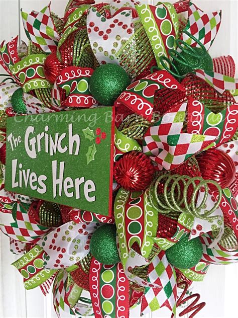 Christmas Wreath Grinch Wreath The Grinch Lives Here Etsy