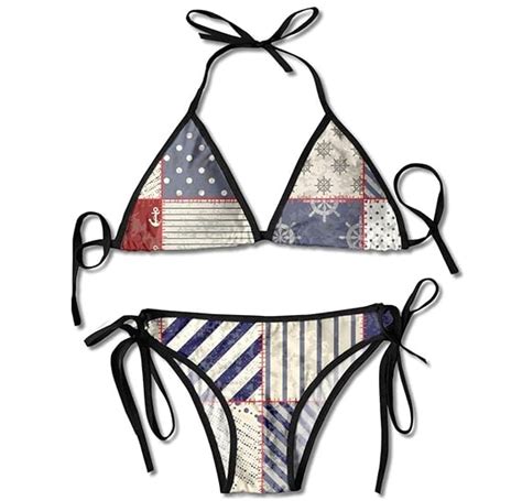 Smartgood Nautical Maritime Nautical Anchor Vintage Sailor Bikini Set