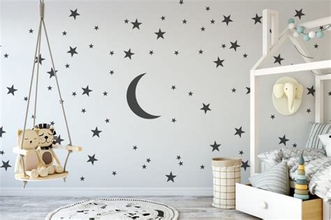 Moon and Stars Wall Art - Wall Art Stickers - Wall Art - Wall Stickers ...