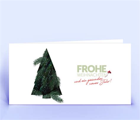 Exklusive Weihnachtskarte Mit Tannengr N Motiv Auf Grauem Design