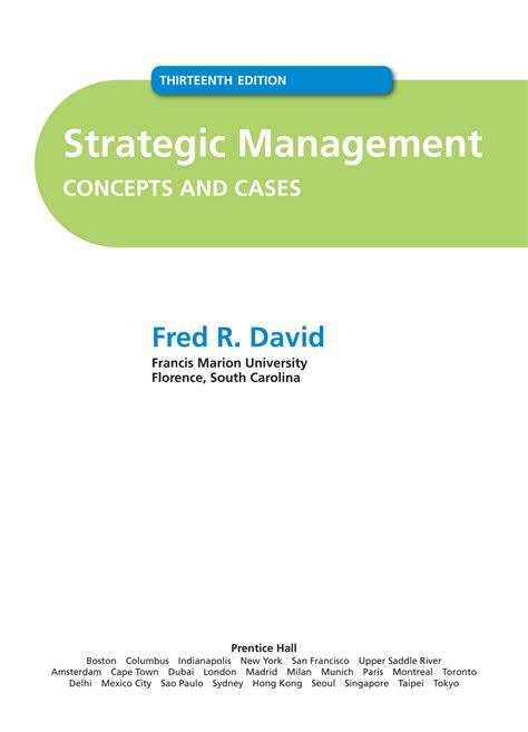 SOLUTION Strategic Management Concepts And Cases By Fred R David