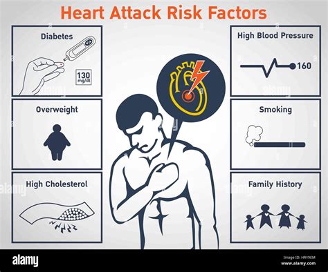 Heart Attack Risk Factors Vector Logo Icon Design Infographic Stock