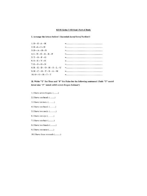 part  body kelas  sd