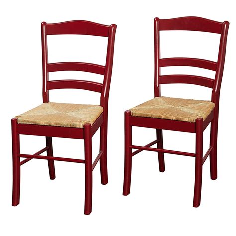 Modern Solid Wood Set Of 2 Ladder Back Dining Side Chairs With Woven