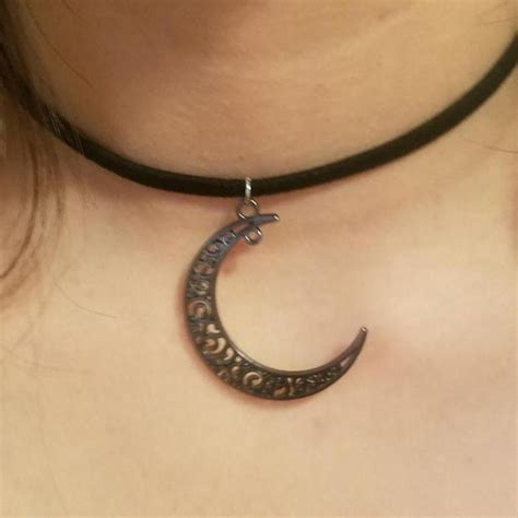 Crescent Moon Choker Necklace Etsy