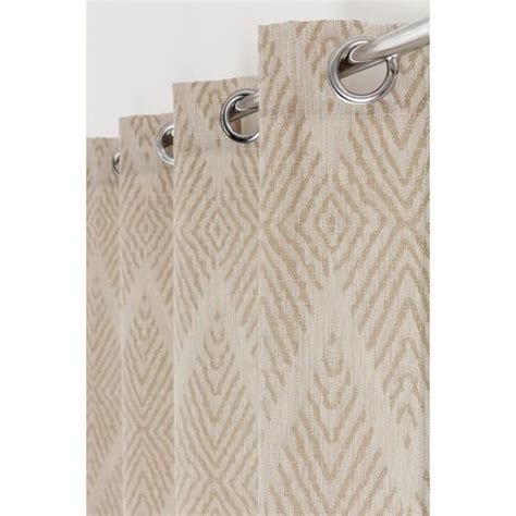 Rideau X Cm Oeillets Jacquard Effet Naturel Motifs Losanges