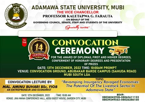 Adamawa State University Mubi Th Convocation Ceremony Committee