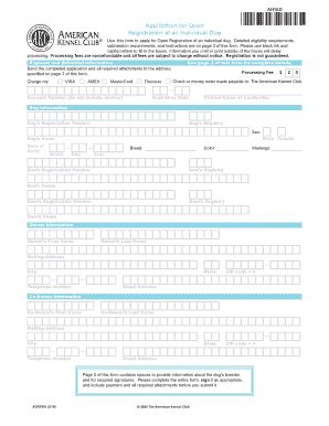 Akc Single Registration Fill And Sign Printable Template Online