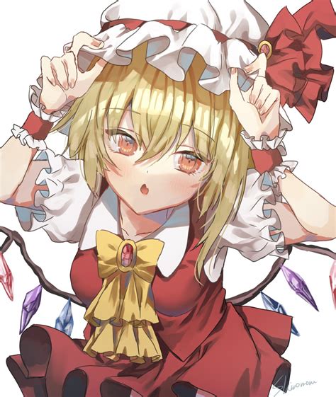 Safebooru 1girl O Arms Up Ascot Bangs Blonde Hair Blush Bow Breasts